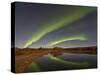 Aurora Borealis over Fish Lake, Yukon, Canada-null-Stretched Canvas