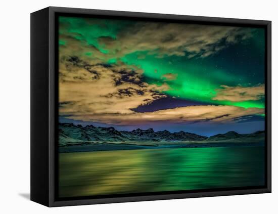 Aurora Borealis over Lake Kleifarvatn, Iceland-Arctic-Images-Framed Stretched Canvas