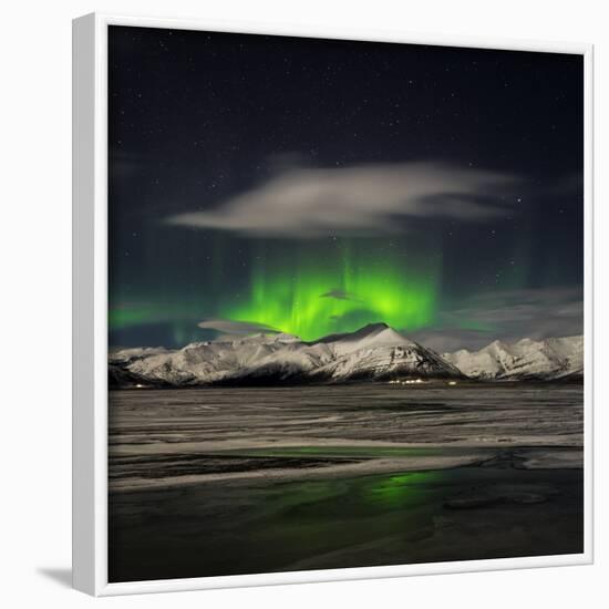 Aurora Borealis over Mt Hoffell, Hoffellsjokul Glacier, Iceland-Arctic-Images-Framed Photographic Print