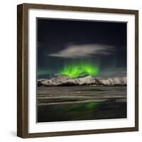 Aurora Borealis over Mt Hoffell, Hoffellsjokul Glacier, Iceland-Arctic-Images-Framed Photographic Print