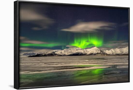 Aurora Borealis over Mt Hoffell, Hoffellsjokul Glacier, Iceland-Arctic-Images-Framed Photographic Print