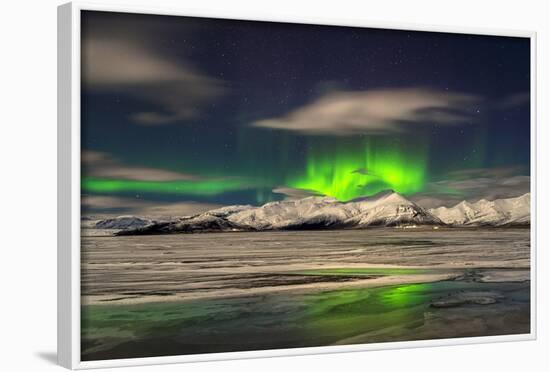 Aurora Borealis over Mt Hoffell, Hoffellsjokul Glacier, Iceland-Arctic-Images-Framed Photographic Print