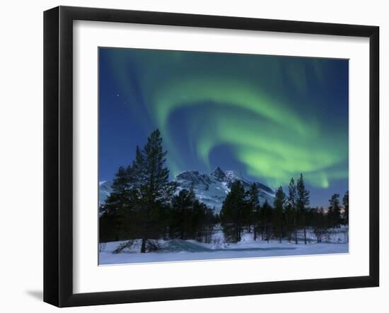 Aurora Borealis Over Nova Mountain Wilderness, Troms, Norway-Stocktrek Images-Framed Photographic Print