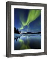 Aurora Borealis over Sandvannet Lake in Troms County, Norway-Stocktrek Images-Framed Photographic Print