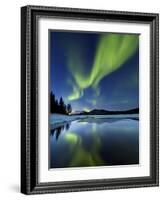 Aurora Borealis over Sandvannet Lake in Troms County, Norway-Stocktrek Images-Framed Photographic Print