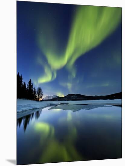 Aurora Borealis over Sandvannet Lake in Troms County, Norway-Stocktrek Images-Mounted Photographic Print