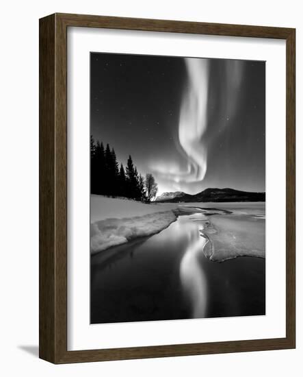 Aurora Borealis Over Sandvannet Lake in Troms County, Norway-Stocktrek Images-Framed Photographic Print