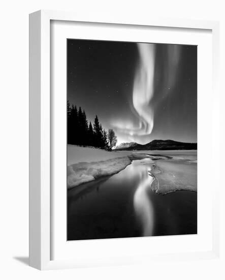 Aurora Borealis Over Sandvannet Lake in Troms County, Norway-Stocktrek Images-Framed Photographic Print