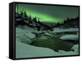 Aurora Borealis Over Tennevik River, Troms, Norway-Stocktrek Images-Framed Stretched Canvas