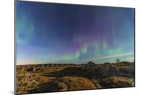 Aurora Borealis over the Badlands of Dinosaur Provincial Park, Canada-null-Mounted Photographic Print