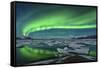 Aurora Borealis over the Glacial Lagoon Jokulsarlon in Iceland-null-Framed Stretched Canvas