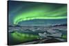 Aurora Borealis over the Glacial Lagoon Jokulsarlon in Iceland-null-Stretched Canvas