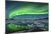 Aurora Borealis over the Glacial Lagoon Jokulsarlon in Iceland-null-Mounted Photographic Print