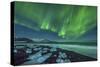 Aurora Borealis over the Ice Beach Near Jokulsarlon, Iceland-null-Stretched Canvas