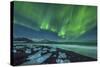 Aurora Borealis over the Ice Beach Near Jokulsarlon, Iceland-null-Stretched Canvas