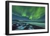 Aurora Borealis over the Ice Beach Near Jokulsarlon, Iceland-null-Framed Photographic Print