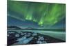 Aurora Borealis over the Ice Beach Near Jokulsarlon, Iceland-null-Mounted Photographic Print