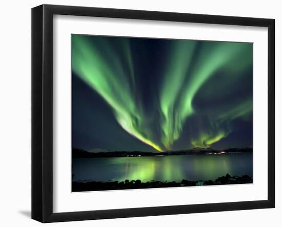 Aurora Borealis over Tjeldsundet in Troms County, Norway-Stocktrek Images-Framed Photographic Print