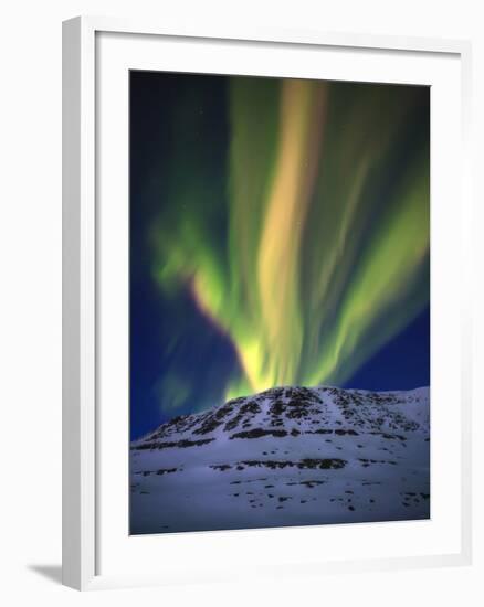 Aurora Borealis over Toviktinden Mountain in Troms County, Norway-Stocktrek Images-Framed Photographic Print