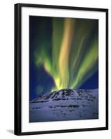 Aurora Borealis over Toviktinden Mountain in Troms County, Norway-Stocktrek Images-Framed Photographic Print