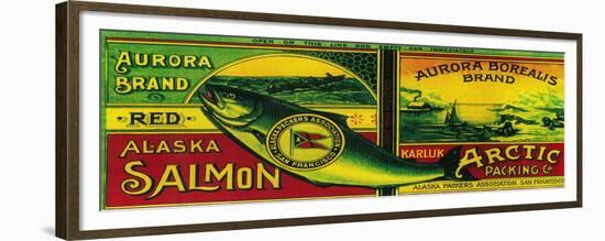 Aurora Borealis Salmon Can Label - Karluk, AK-Lantern Press-Framed Premium Giclee Print