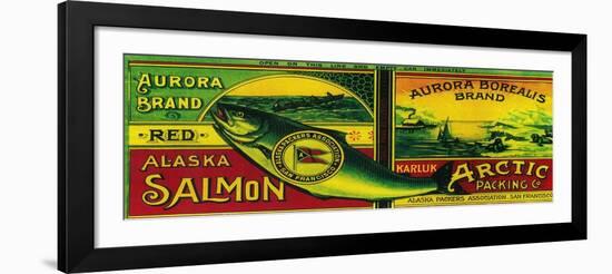 Aurora Borealis Salmon Can Label - Karluk, AK-Lantern Press-Framed Art Print