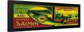 Aurora Borealis Salmon Can Label - Karluk, AK-Lantern Press-Framed Art Print