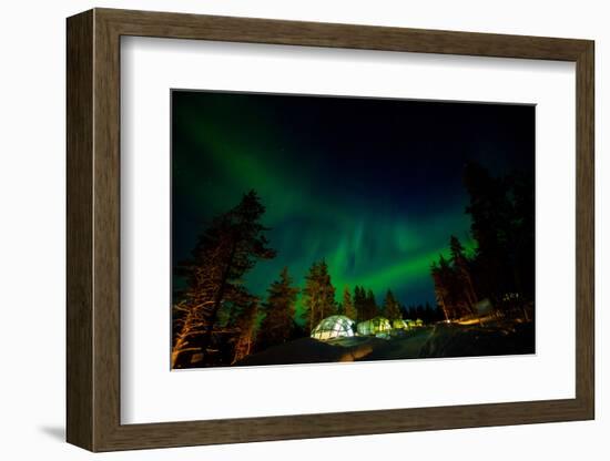 Aurora Borealis (The Northern Lights) over Kakslauttanen Igloo West Village, Saariselka, Finland-Laura Grier-Framed Photographic Print