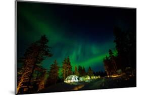 Aurora Borealis (The Northern Lights) over Kakslauttanen Igloo West Village, Saariselka, Finland-Laura Grier-Mounted Photographic Print