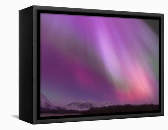 Aurora Borealis, Wrangell Mountains, Alaska, USA-Hugh Rose-Framed Stretched Canvas