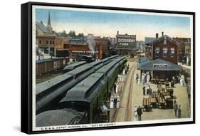 Aurora, Illinois - Chicago, Burlington, and Quincy Railroad Depot-Lantern Press-Framed Stretched Canvas