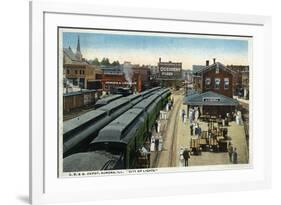 Aurora, Illinois - Chicago, Burlington, and Quincy Railroad Depot-Lantern Press-Framed Art Print