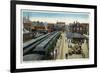 Aurora, Illinois - Chicago, Burlington, and Quincy Railroad Depot-Lantern Press-Framed Art Print