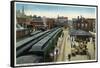 Aurora, Illinois - Chicago, Burlington, and Quincy Railroad Depot-Lantern Press-Framed Stretched Canvas