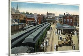 Aurora, Illinois - Chicago, Burlington, and Quincy Railroad Depot-Lantern Press-Stretched Canvas