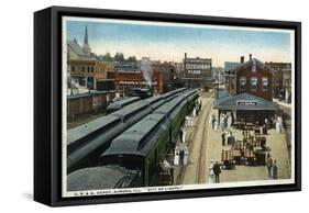 Aurora, Illinois - Chicago, Burlington, and Quincy Railroad Depot-Lantern Press-Framed Stretched Canvas