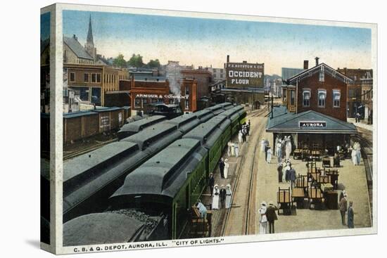 Aurora, Illinois - Chicago, Burlington, and Quincy Railroad Depot-Lantern Press-Stretched Canvas