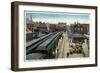 Aurora, Illinois - Chicago, Burlington, and Quincy Railroad Depot-Lantern Press-Framed Art Print