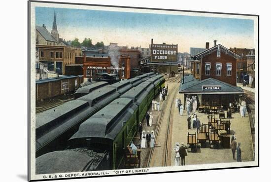Aurora, Illinois - Chicago, Burlington, and Quincy Railroad Depot-Lantern Press-Mounted Art Print