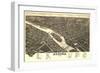 Aurora, Illinois - Panoramic Map-Lantern Press-Framed Art Print