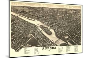 Aurora, Illinois - Panoramic Map-Lantern Press-Mounted Art Print