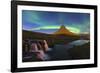 Aurora (Northern Lights) over a moonlit Kirkjufell Mountain, Snaefellsnes Peninsula, Iceland, Polar-Miles Ertman-Framed Photographic Print