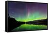 Aurora (Northern Lights) reflected in Lower Kananaskis Lake, Peter Laugheed Provincial Park, Canada-Miles Ertman-Framed Stretched Canvas