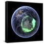 Aurora Over Antarctica, Satellite Image-null-Framed Stretched Canvas