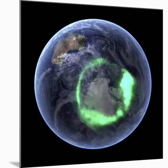 Aurora Over Antarctica, Satellite Image-null-Mounted Photographic Print