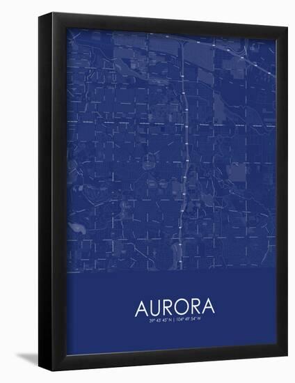 Aurora, United States of America Blue Map-null-Framed Poster