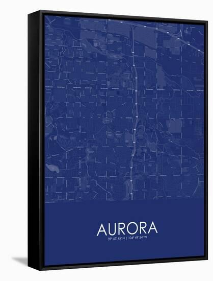 Aurora, United States of America Blue Map-null-Framed Stretched Canvas