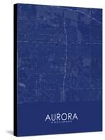 Aurora, United States of America Blue Map-null-Stretched Canvas