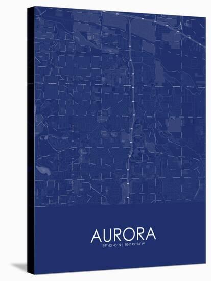 Aurora, United States of America Blue Map-null-Stretched Canvas