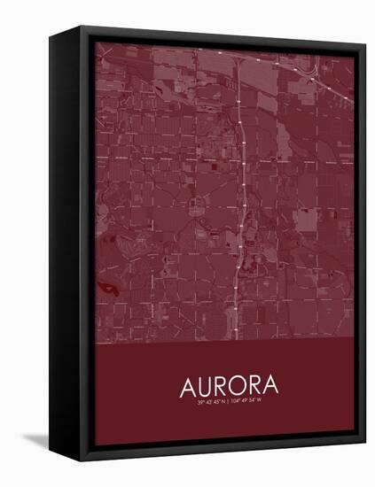 Aurora, United States of America Red Map-null-Framed Stretched Canvas